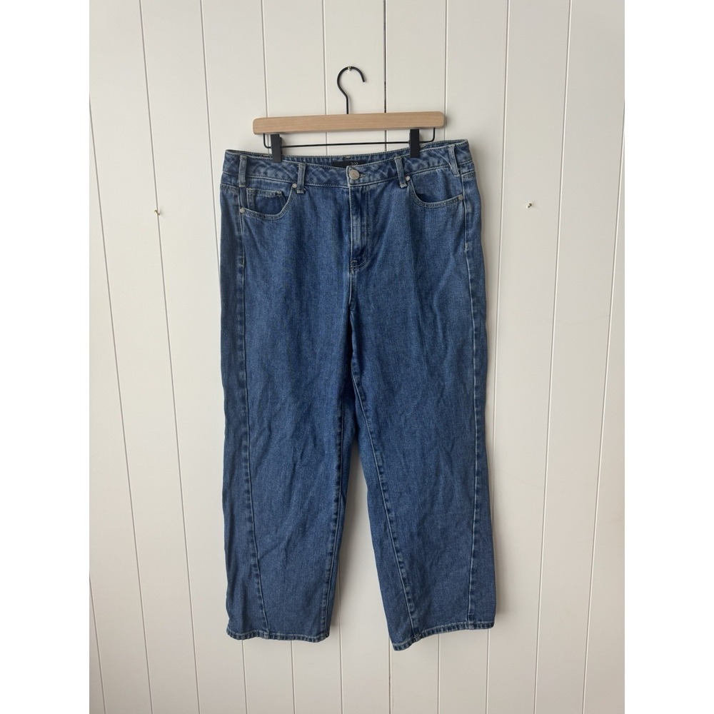 1822 Denim Jeans Women's High Rise Wide Blue Medium Wash Cotton Viscose